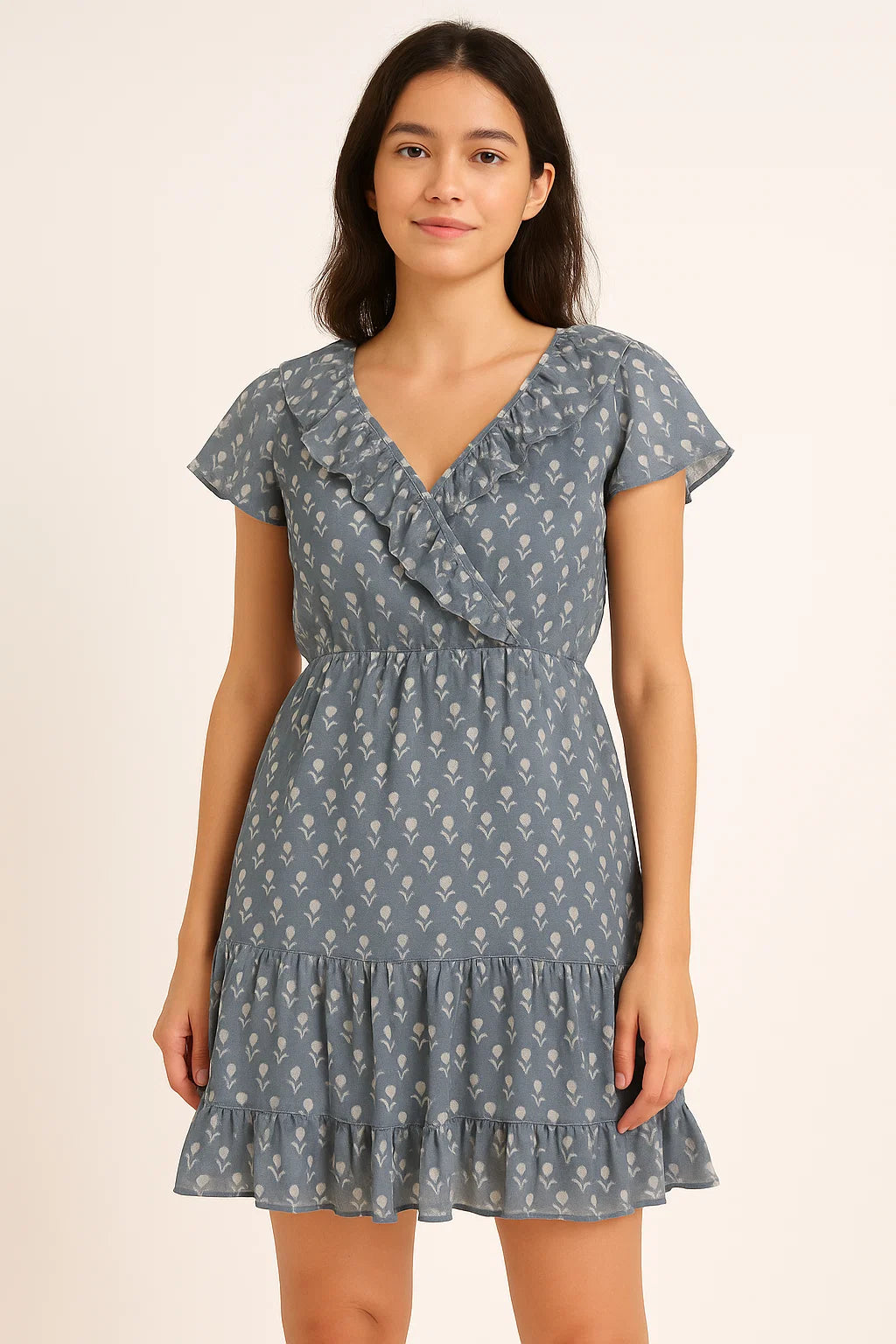 Iris Small Flower Digital Printed Fabric - Pure Cotton