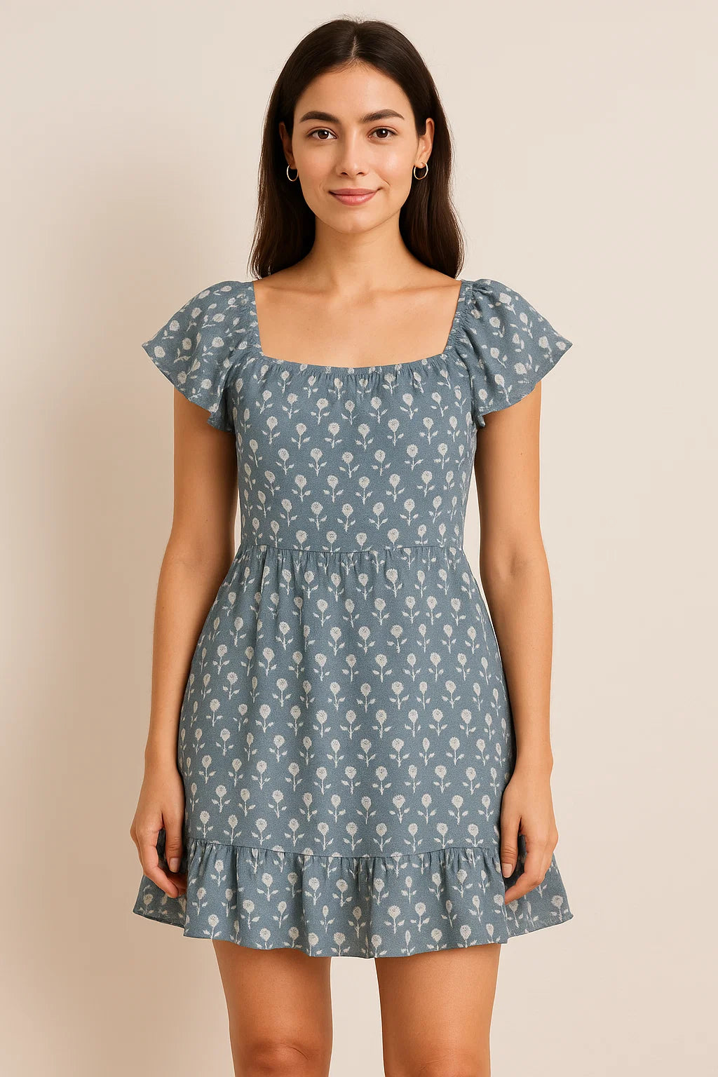 Iris Small Flower Digital Printed Fabric - Pure Cotton