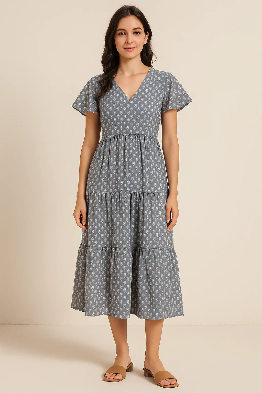 Iris Small Flower Digital Printed Fabric - Pure Cotton