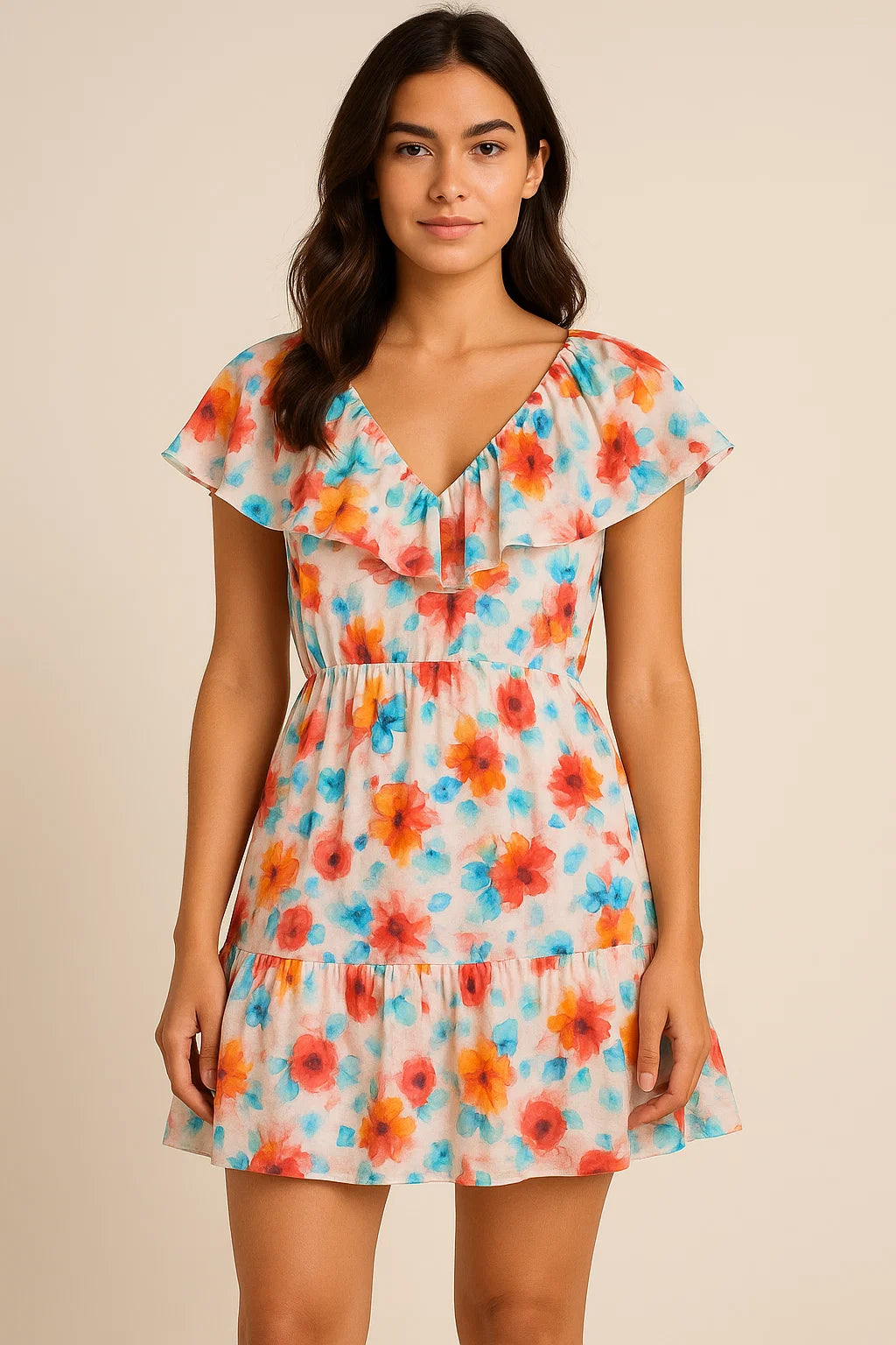 Rainbow Colourful Tulip Roses Digital Printed Fabric - Pure Cotton