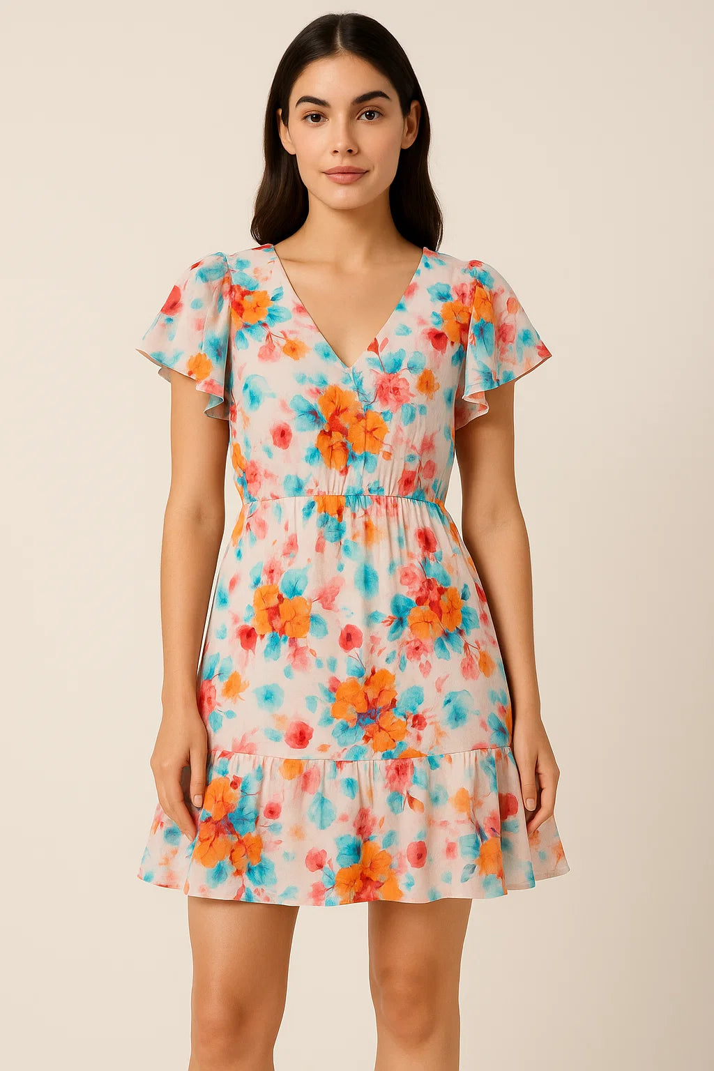 Rainbow Colourful Tulip Roses Digital Printed Fabric - Pure Cotton