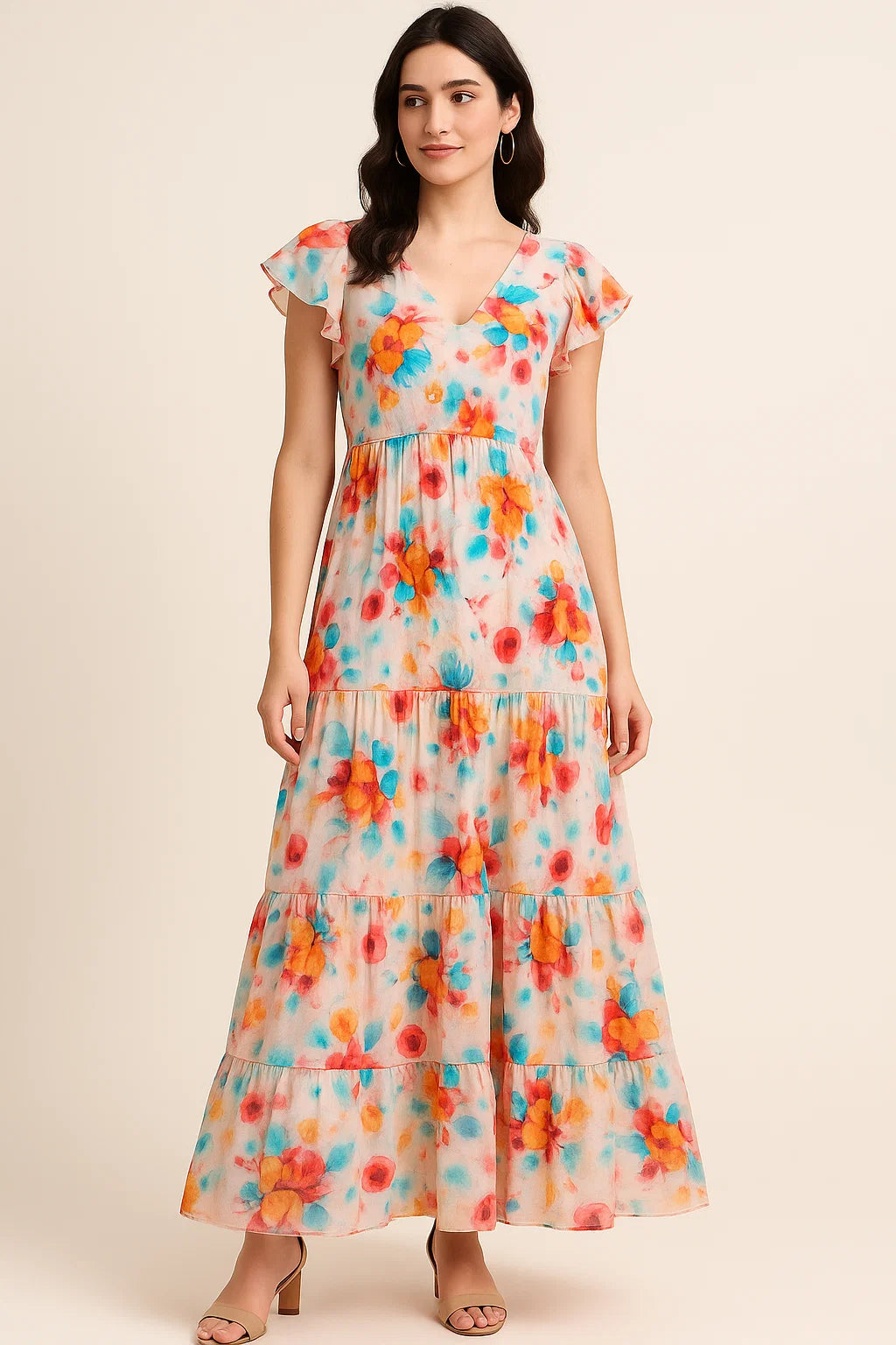 Rainbow Colourful Tulip Roses Digital Printed Fabric - Pure Cotton