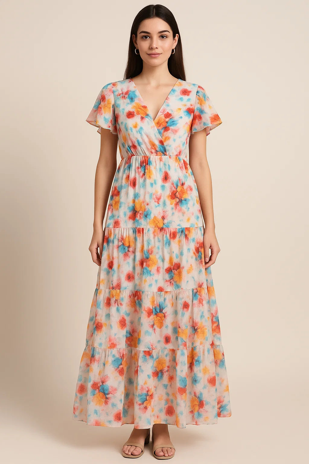 Rainbow Colourful Tulip Roses Digital Printed Fabric - Pure Cotton