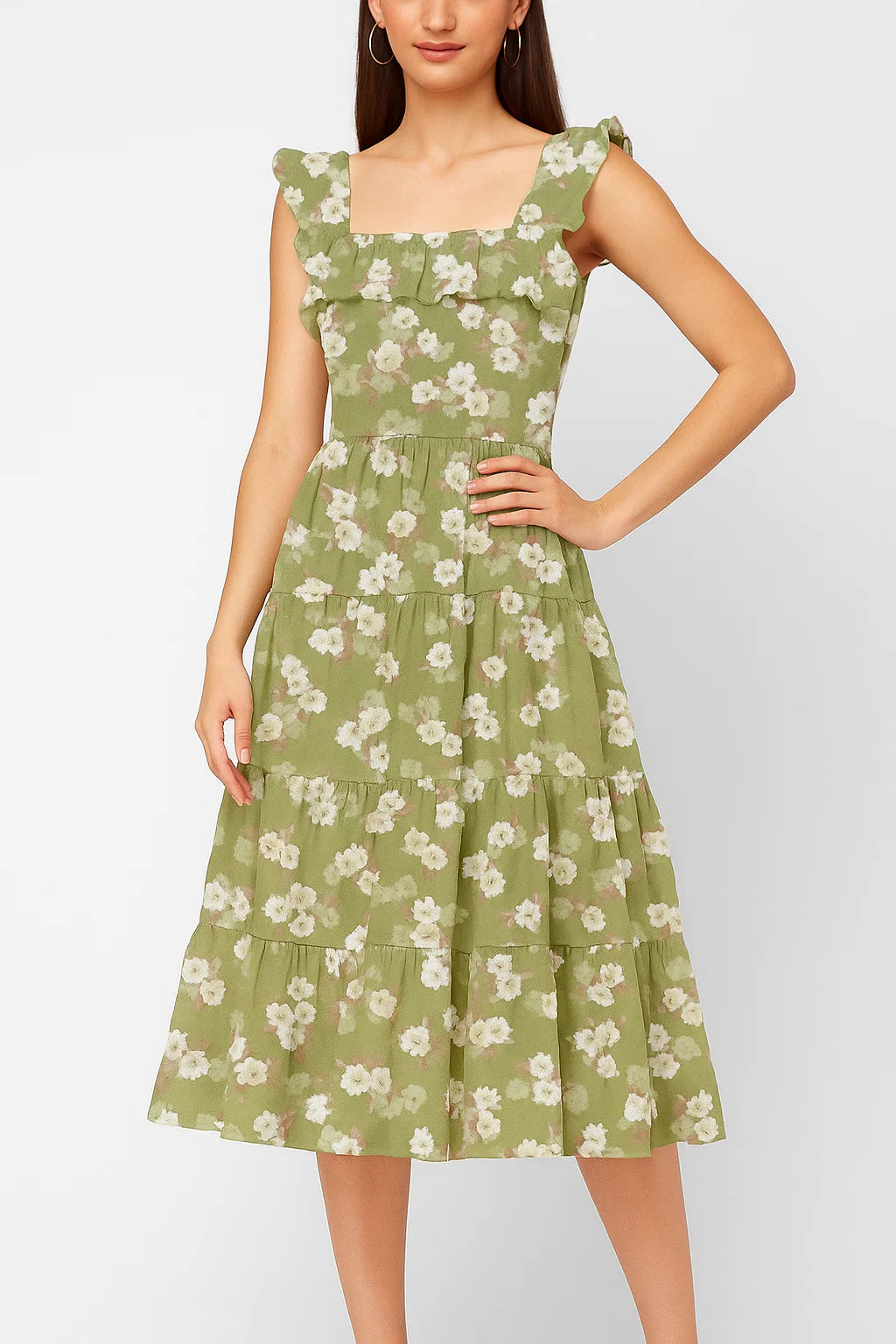 Lovely White Rose Digital Printed Fabric - Pure Cotton