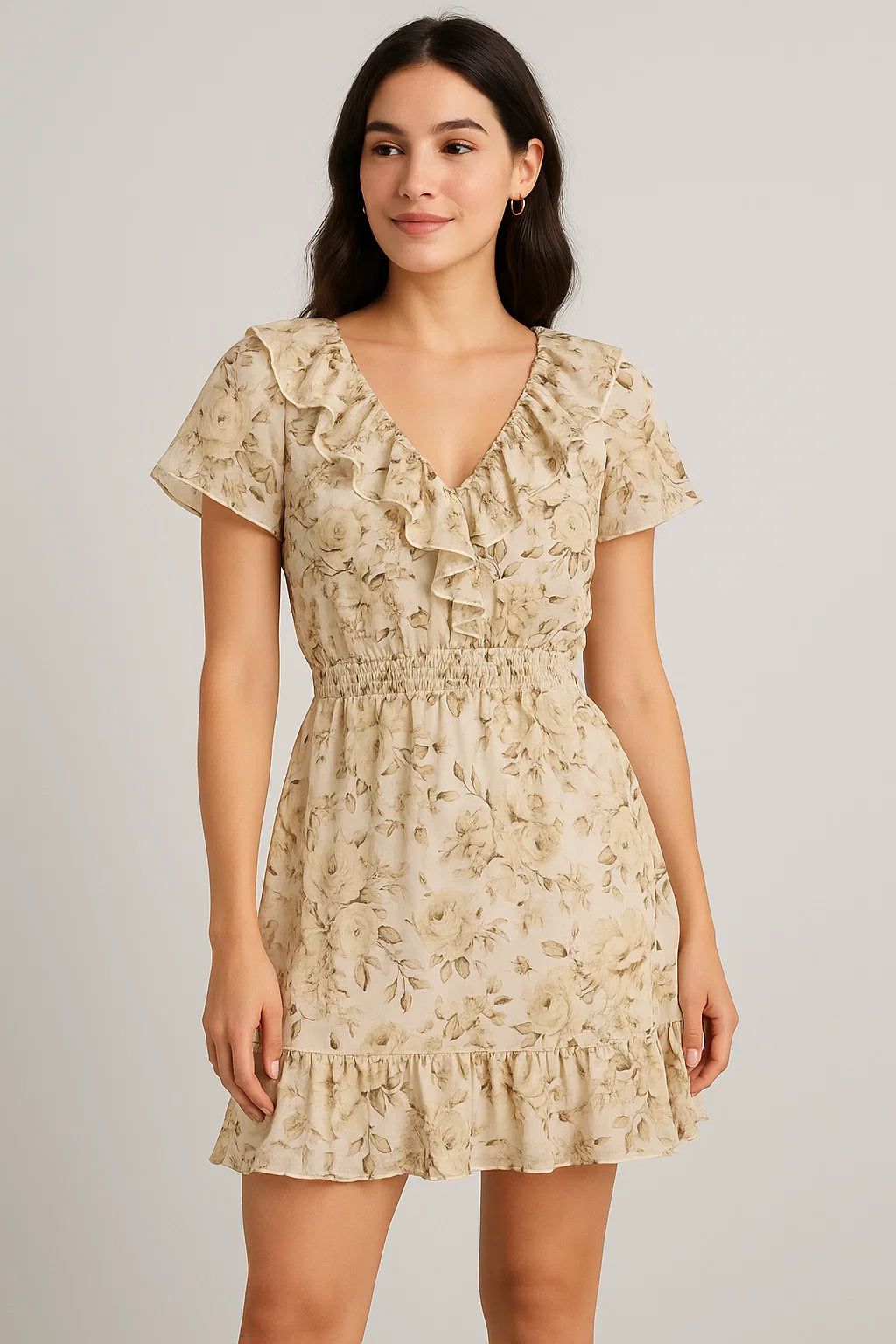 Floral Bright Golden Floral Digital Printed Fabric - Pure Cotton