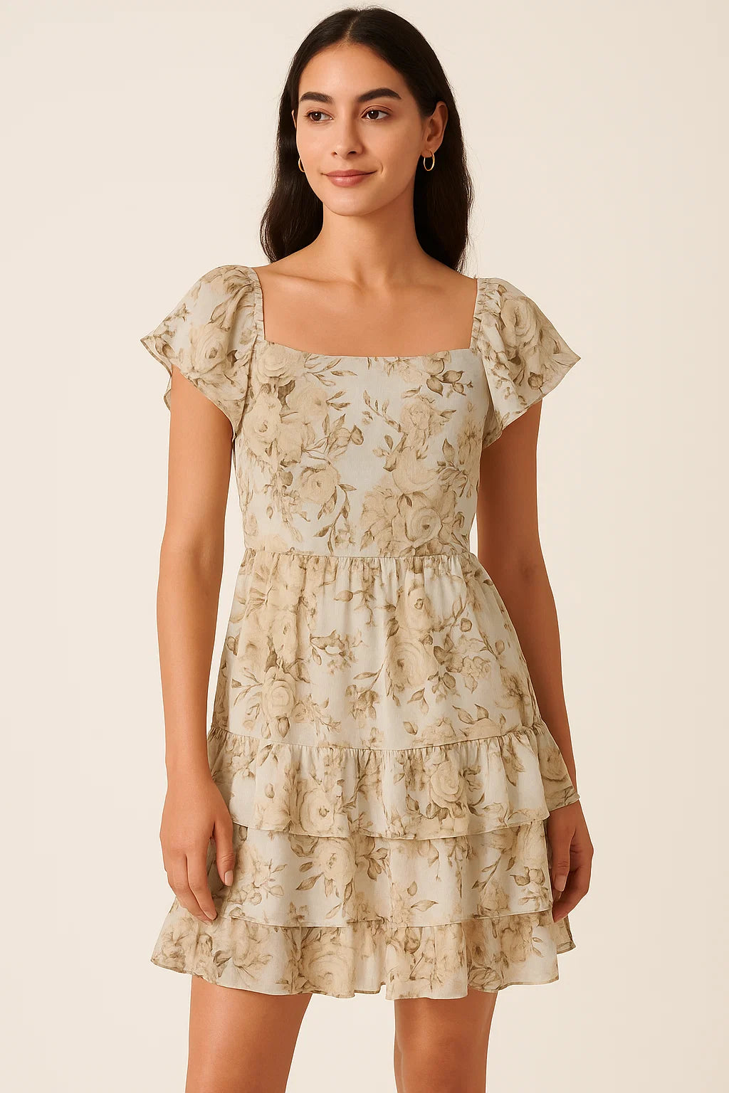 Floral Bright Golden Floral Digital Printed Fabric - Pure Cotton