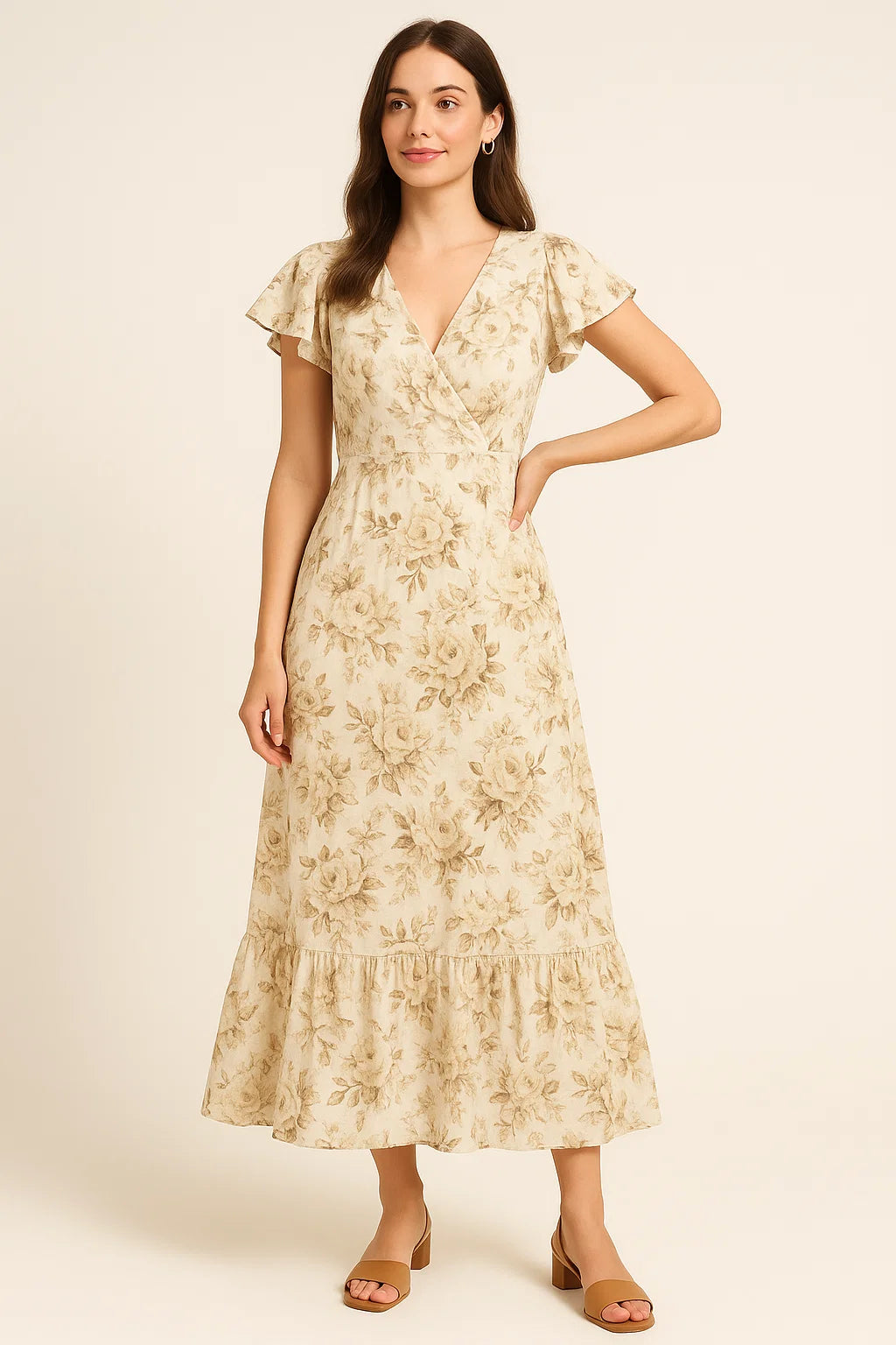 Floral Bright Golden Floral Digital Printed Fabric - Pure Cotton