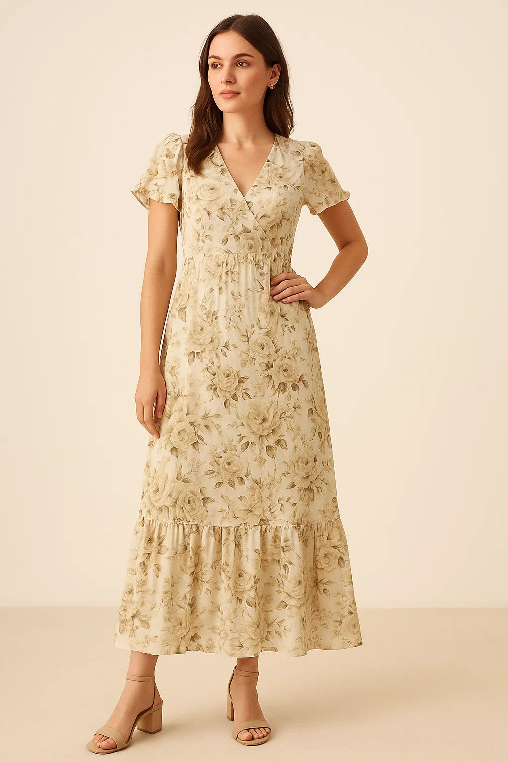 Floral Bright Golden Floral Digital Printed Fabric - Pure Cotton