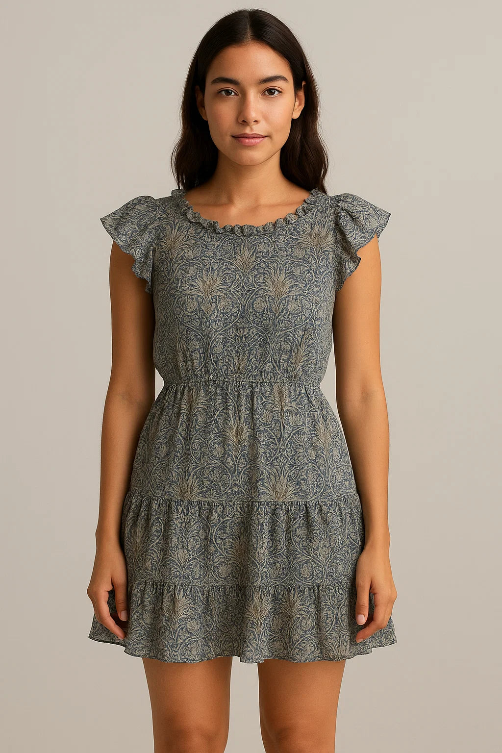 Damask Patterns On Yukon Gold Digital Printed Fabric - Pure Cotton