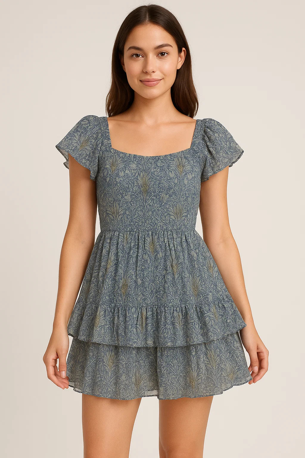 Damask Patterns On Yukon Gold Digital Printed Fabric - Pure Cotton