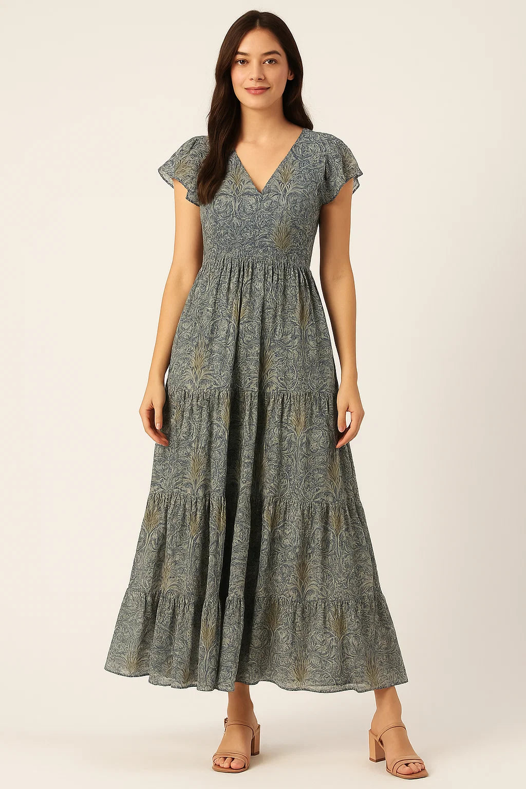 Damask Patterns On Yukon Gold Digital Printed Fabric - Pure Cotton