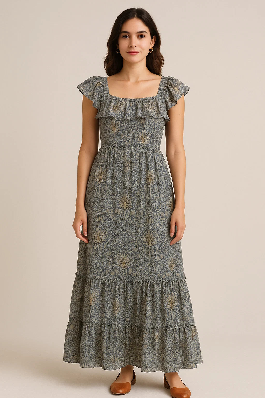 Damask Patterns On Yukon Gold Digital Printed Fabric - Pure Cotton