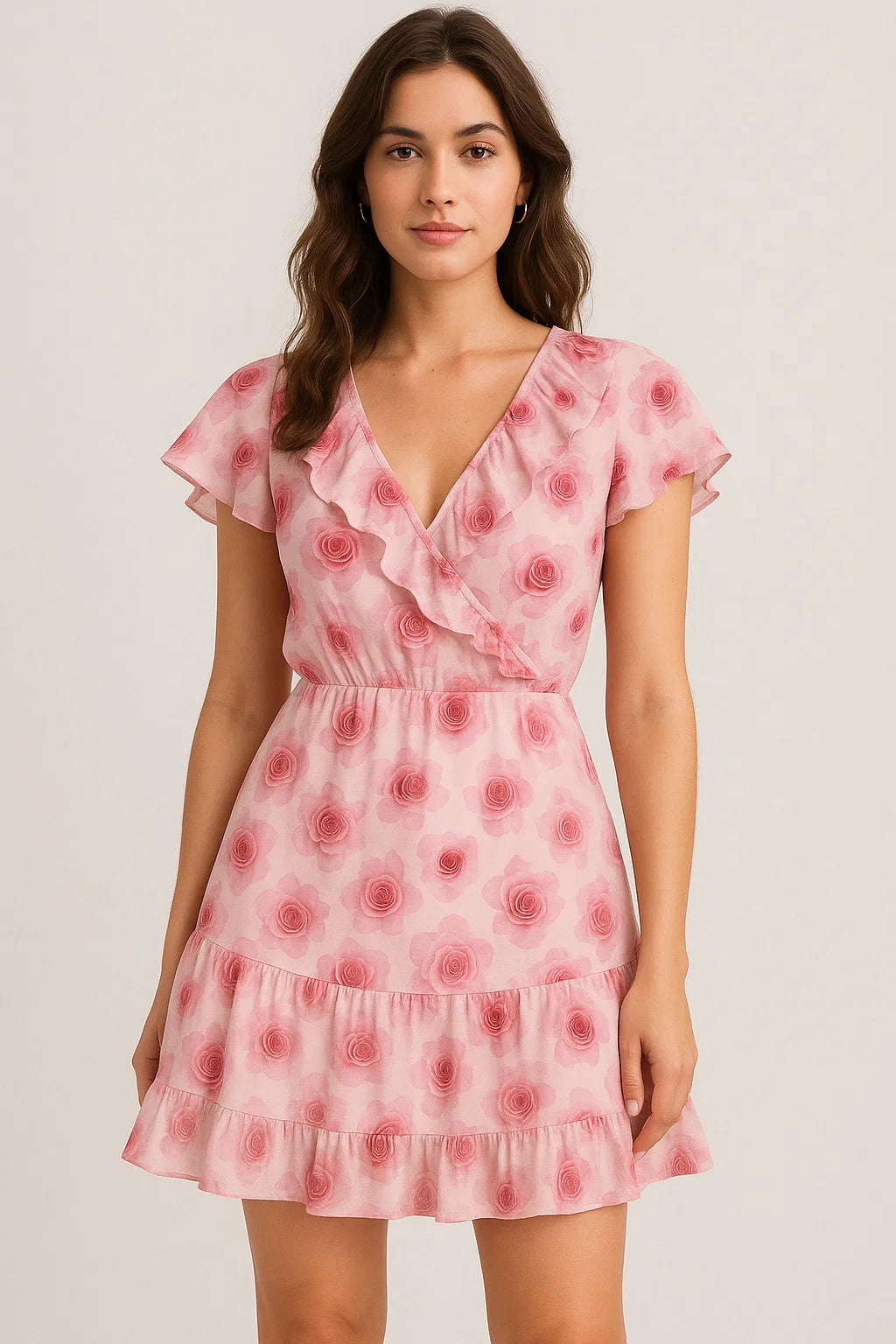 Pinkish Rose Allover Digital Printed Fabric  - Pure Cotton