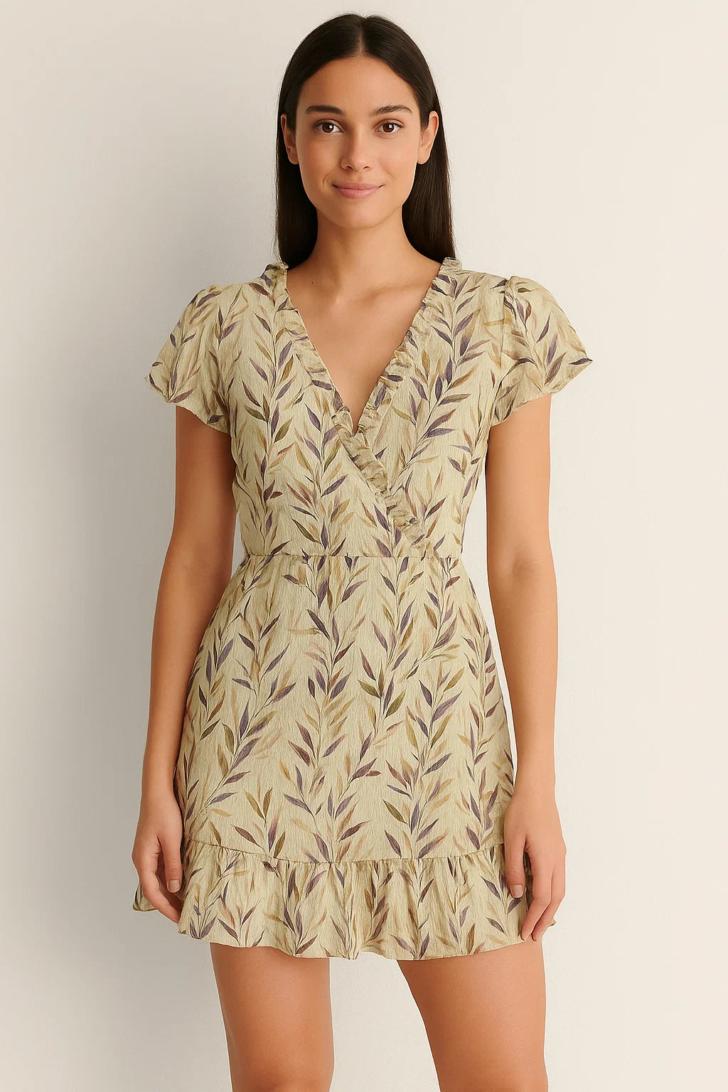 Painted Leaves Allover Digital Printed Fabric  - Pure Cotton