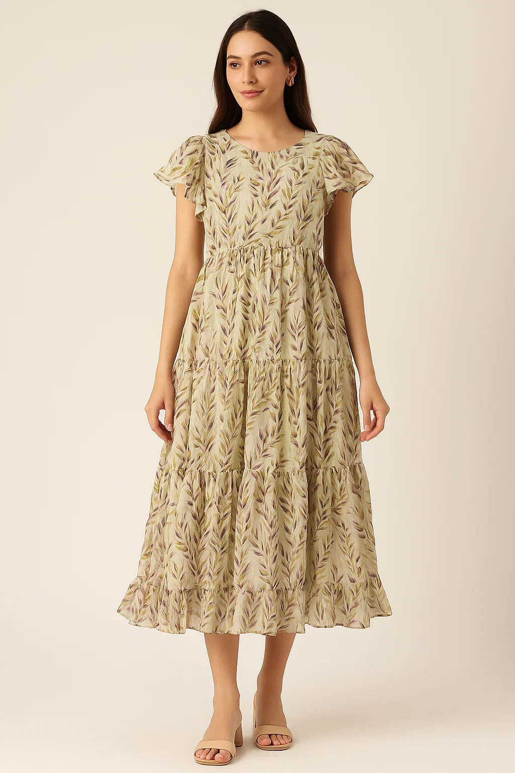 Painted Leaves Allover Digital Printed Fabric  - Pure Cotton