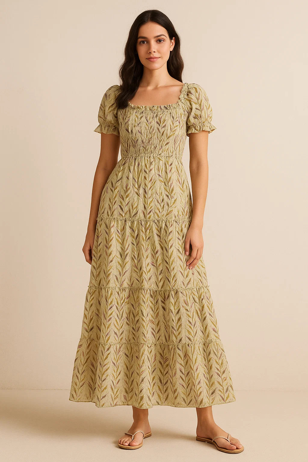 Painted Leaves Allover Digital Printed Fabric  - Pure Cotton