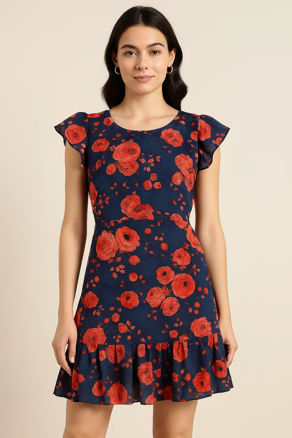 Redish Floral Repeat Digital Printed Fabric - Pure Cotton