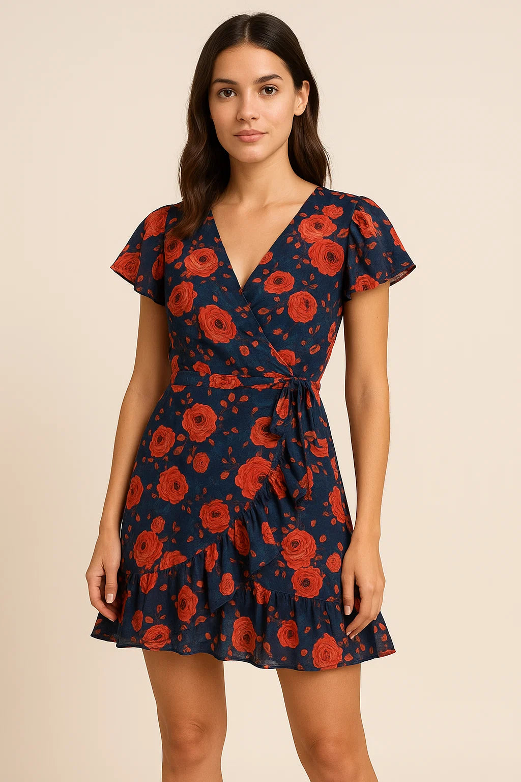 Redish Floral Repeat Digital Printed Fabric - Pure Cotton