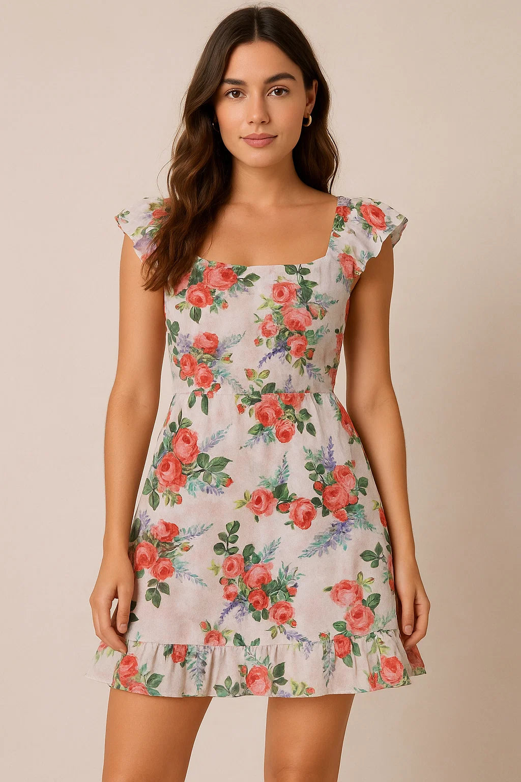 Red Rose Bunch Repeat Digital Printed Fabric - Pure Cotton