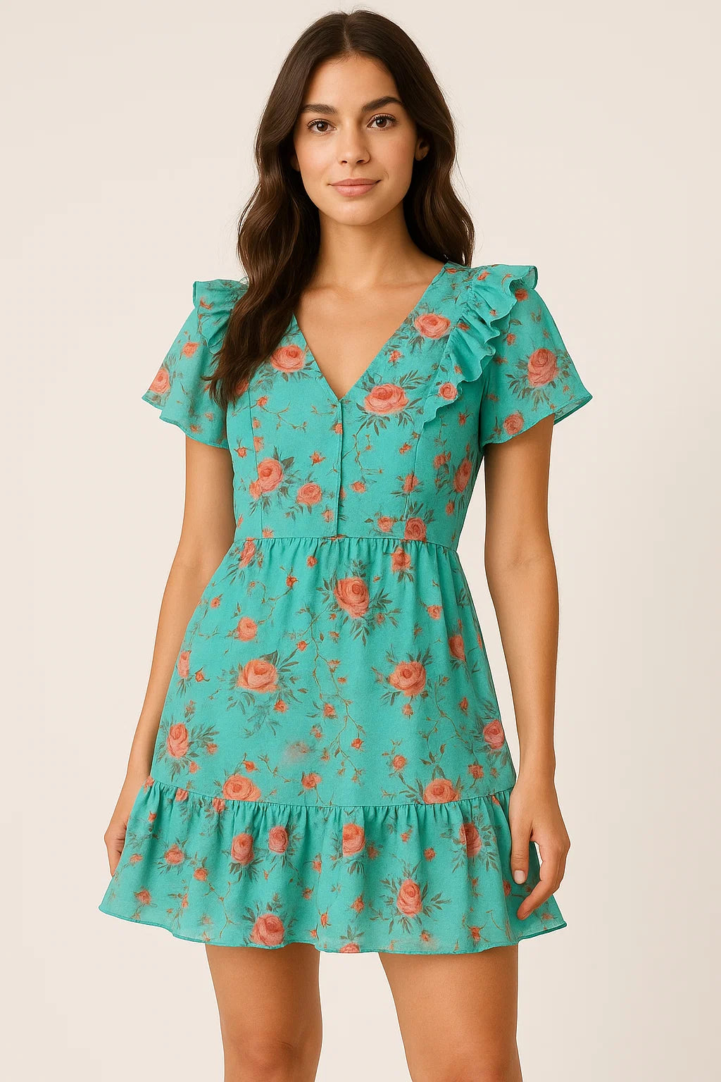 Flower Branch Allover Digital Printed Fabric - Pure Cotton