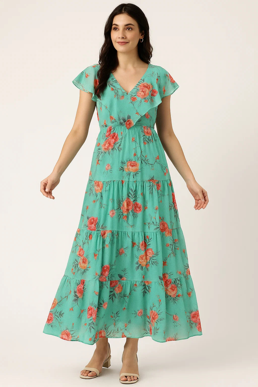 Flower Branch Allover Digital Printed Fabric - Pure Cotton