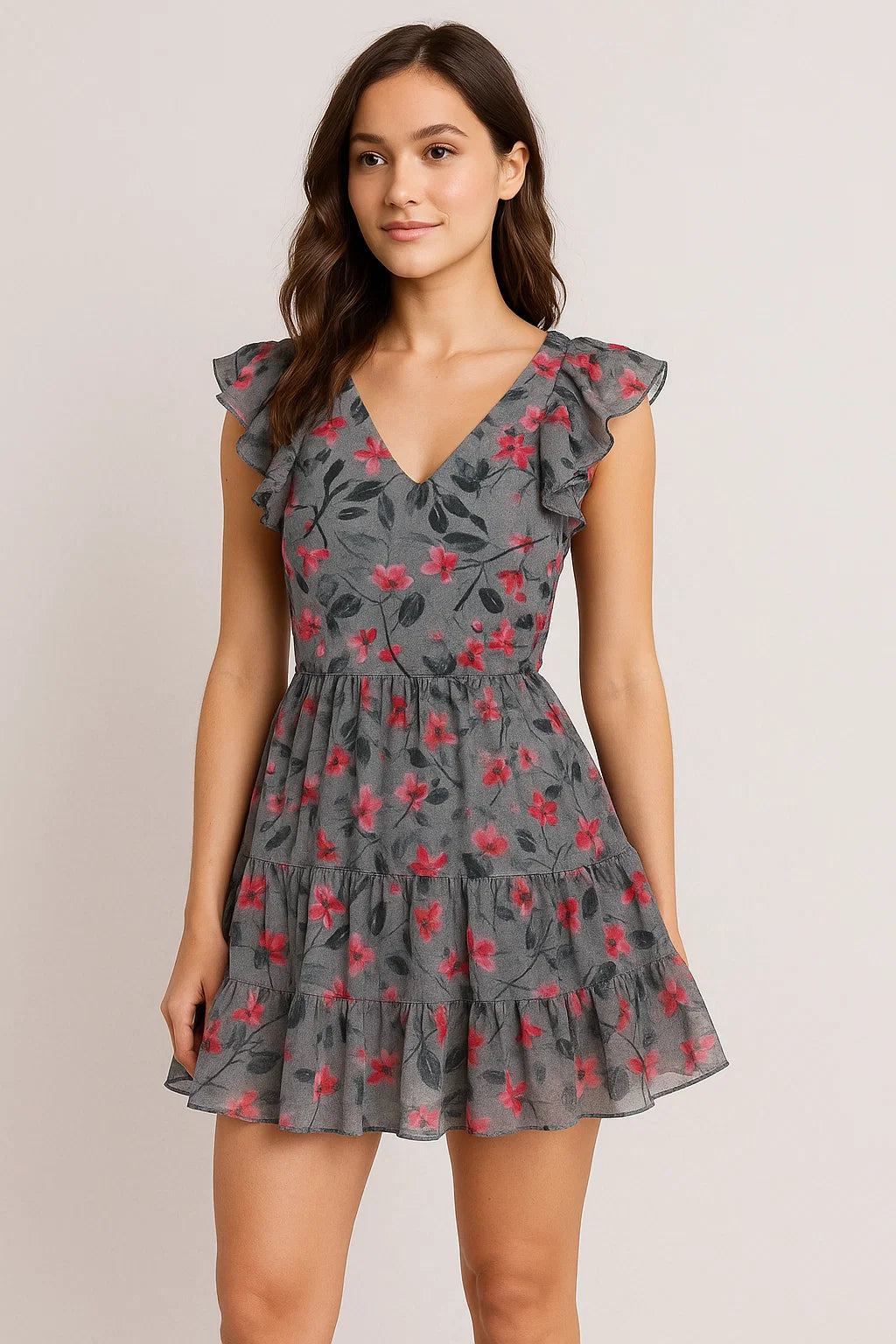 Rustic Looked Pink Flower Digital Printed Fabric - Pure Cotton