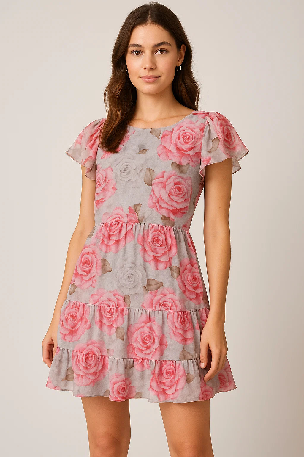 Rosegold Flower Digital Printed Fabric