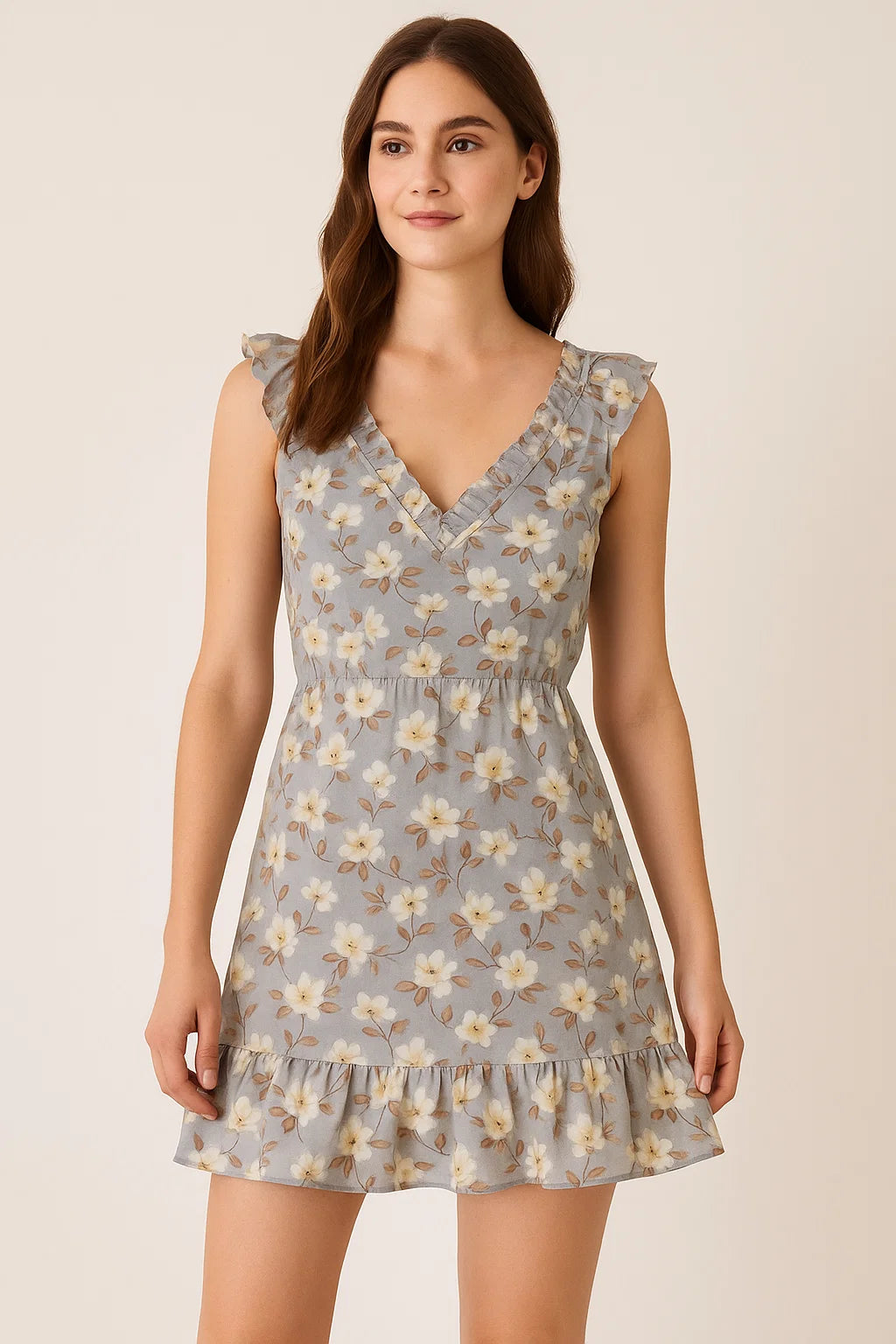 Elegant Floral Ditzy Pattern Digital Printed Fabric