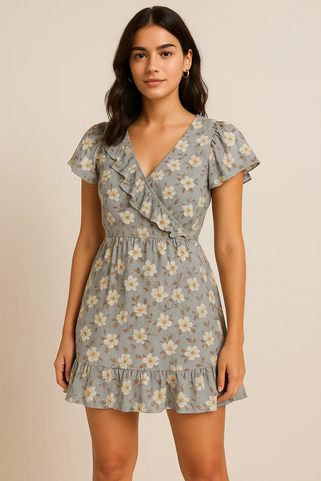 Elegant Floral Ditzy Pattern Digital Printed Fabric