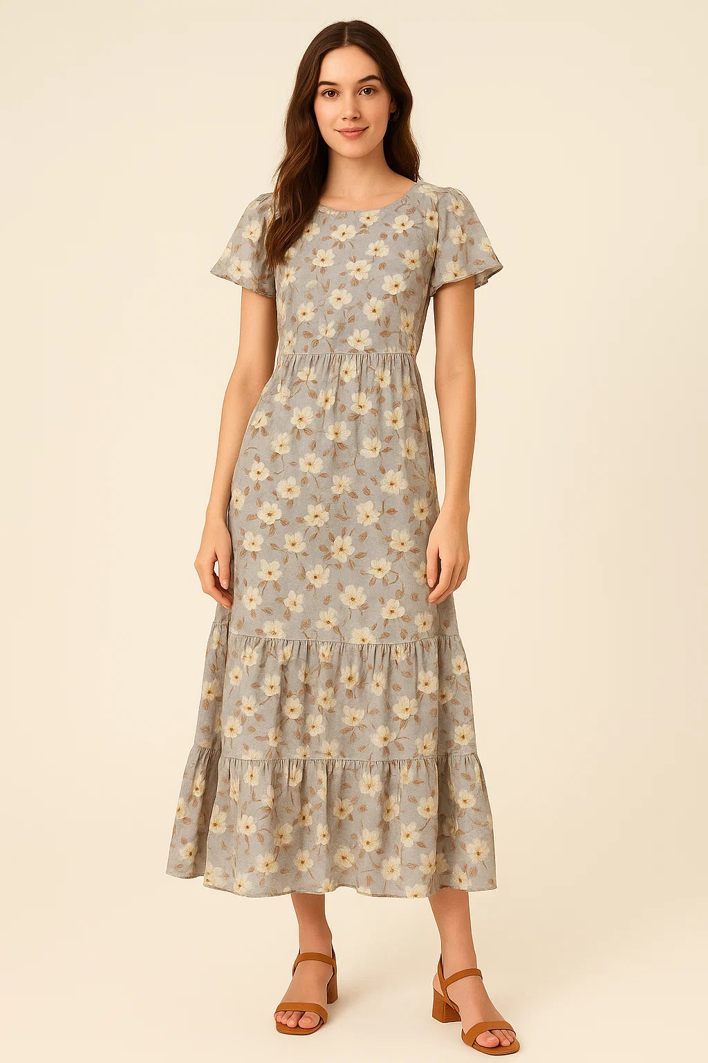 Elegant Floral Ditzy Pattern Digital Printed Fabric