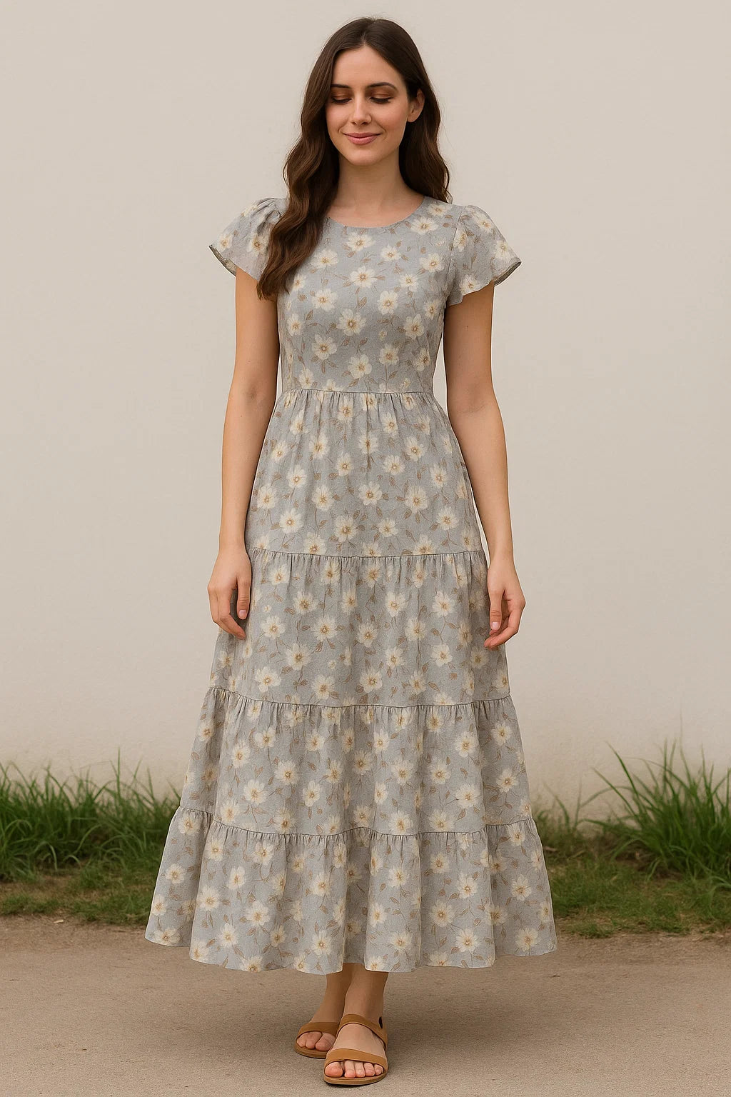 Elegant Floral Ditzy Pattern Digital Printed Fabric