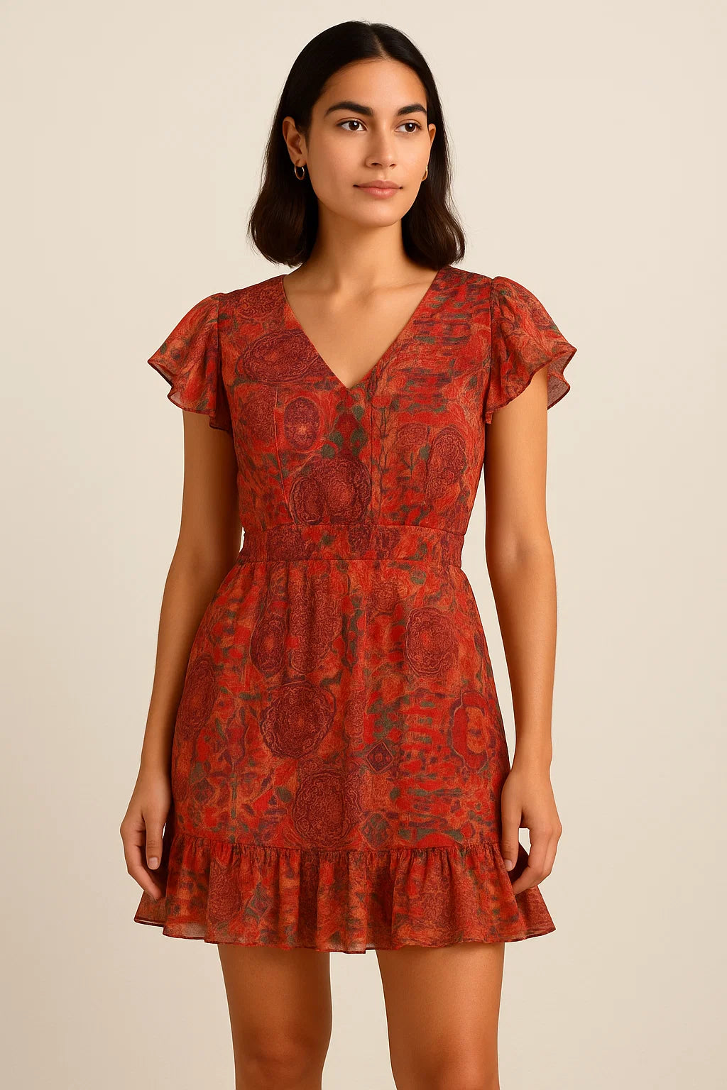 Damask Pattern Digital Printed Fabric