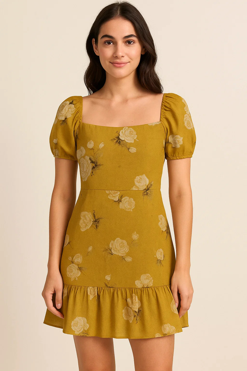 Lemon Yellow Flower Allover Digital Printed Fabric - Pure Cotton