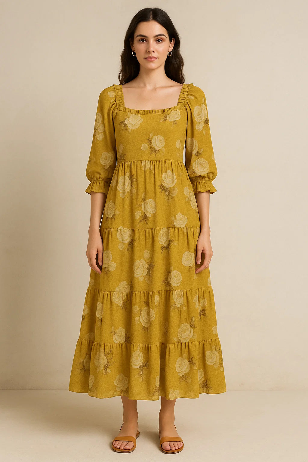 Lemon Yellow Flower Allover Digital Printed Fabric - Pure Cotton