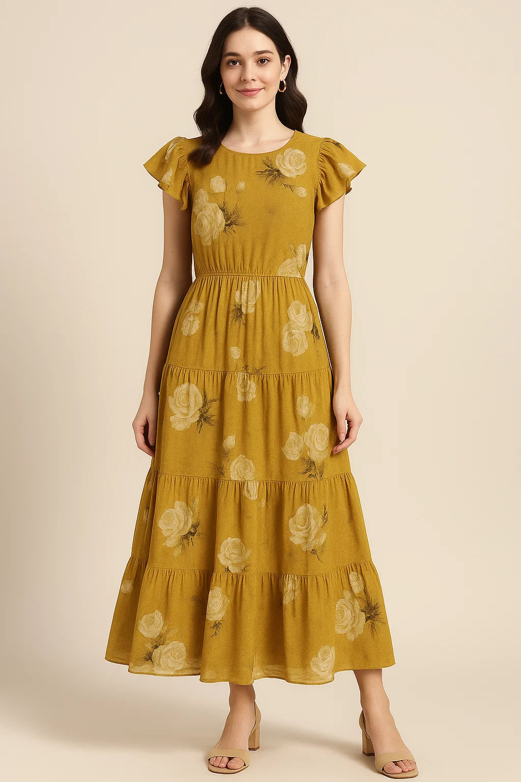 Lemon Yellow Flower Allover Digital Printed Fabric - Pure Cotton