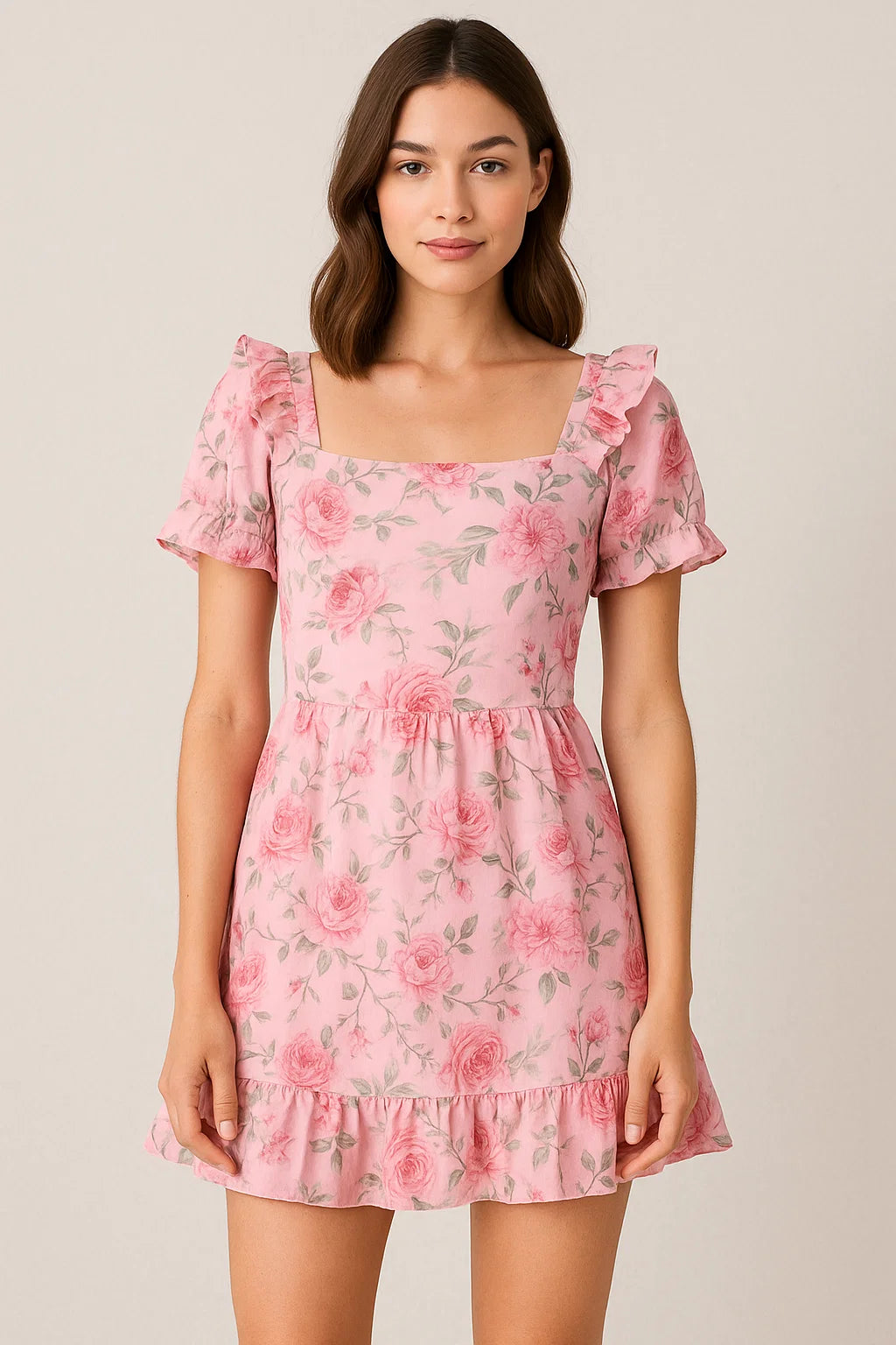 Pink Rose Allover Digital Printed Fabric - Pure Cotton