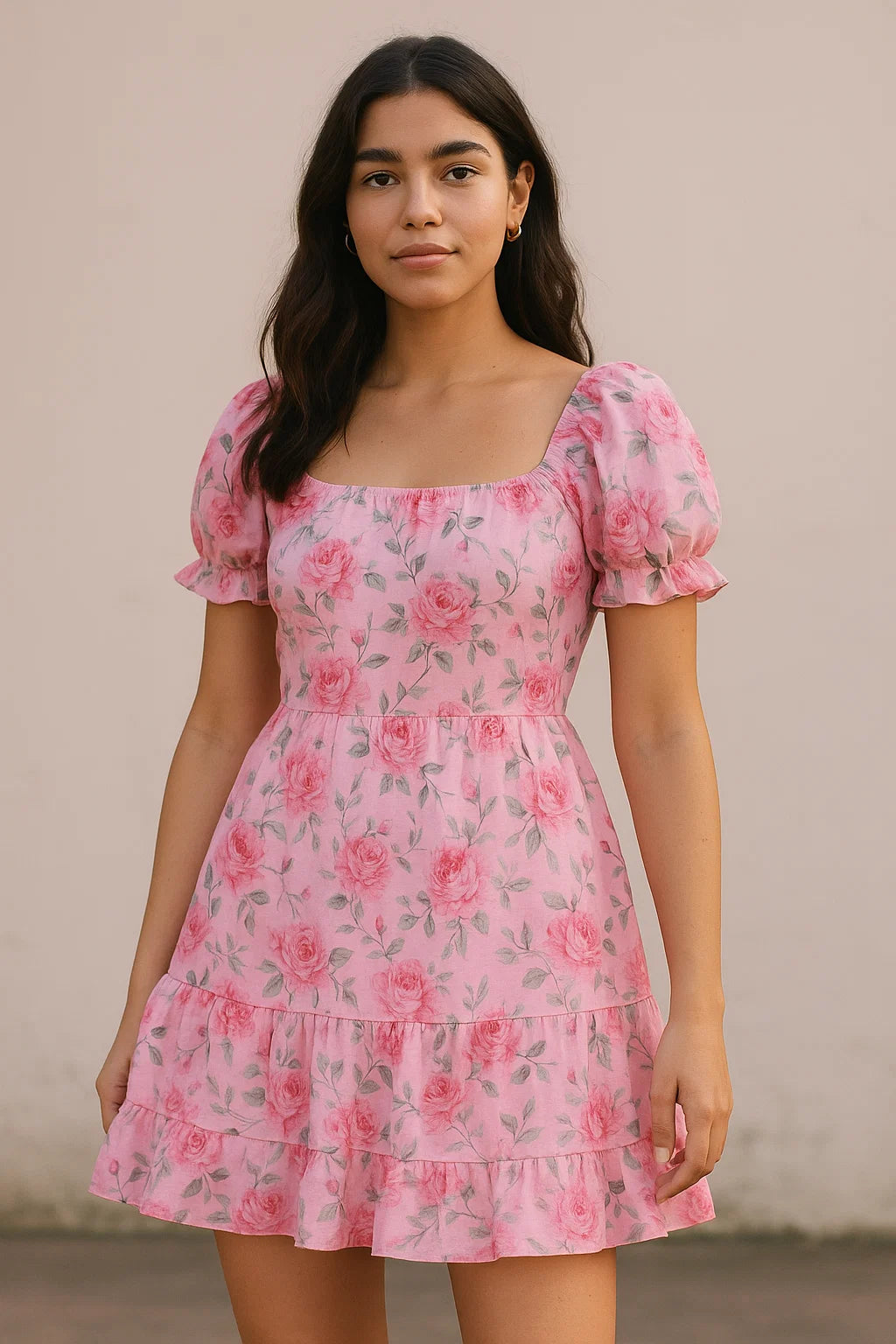 Pink Rose Allover Digital Printed Fabric - Pure Cotton