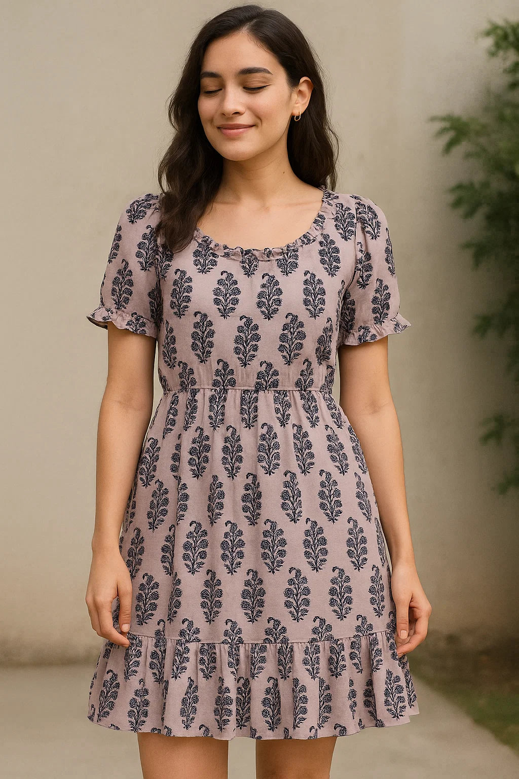 Block Print Motif Digital Printed Fabric - Pure Cotton