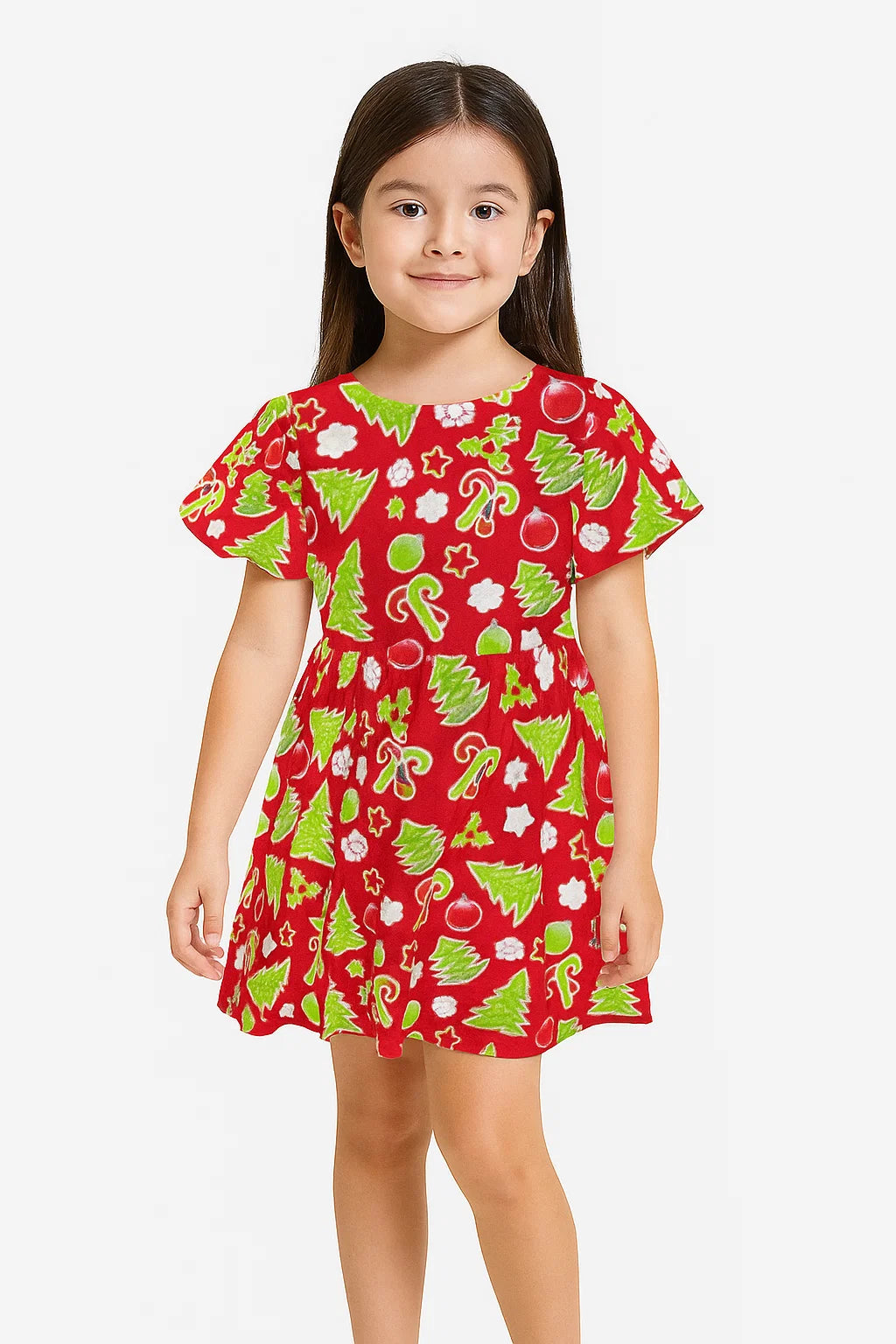 Classy Christmas Red and Green Printed Japan Satin Fabric