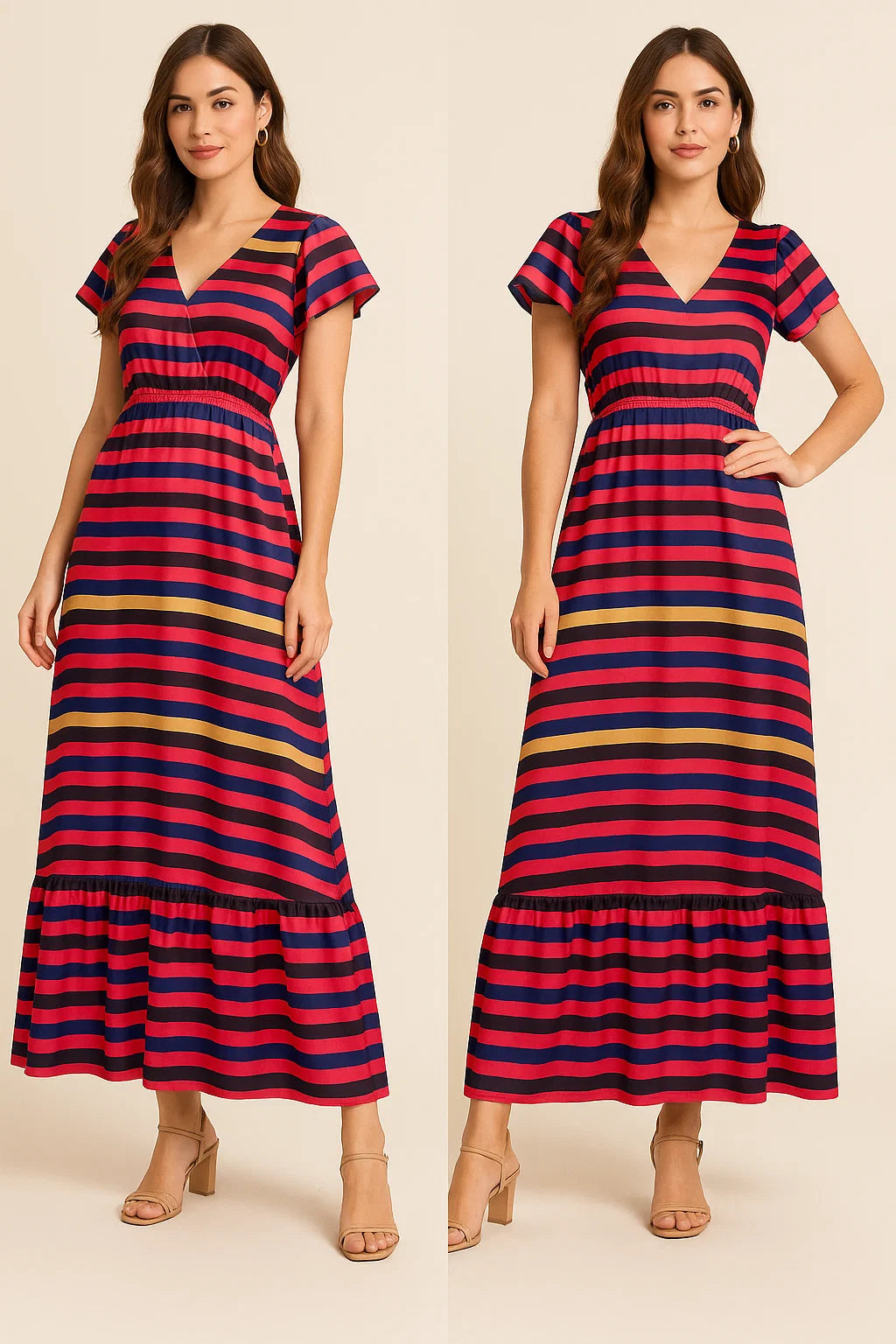 Classy Multicolor Strips Digital Printed Japan Satin Fabric