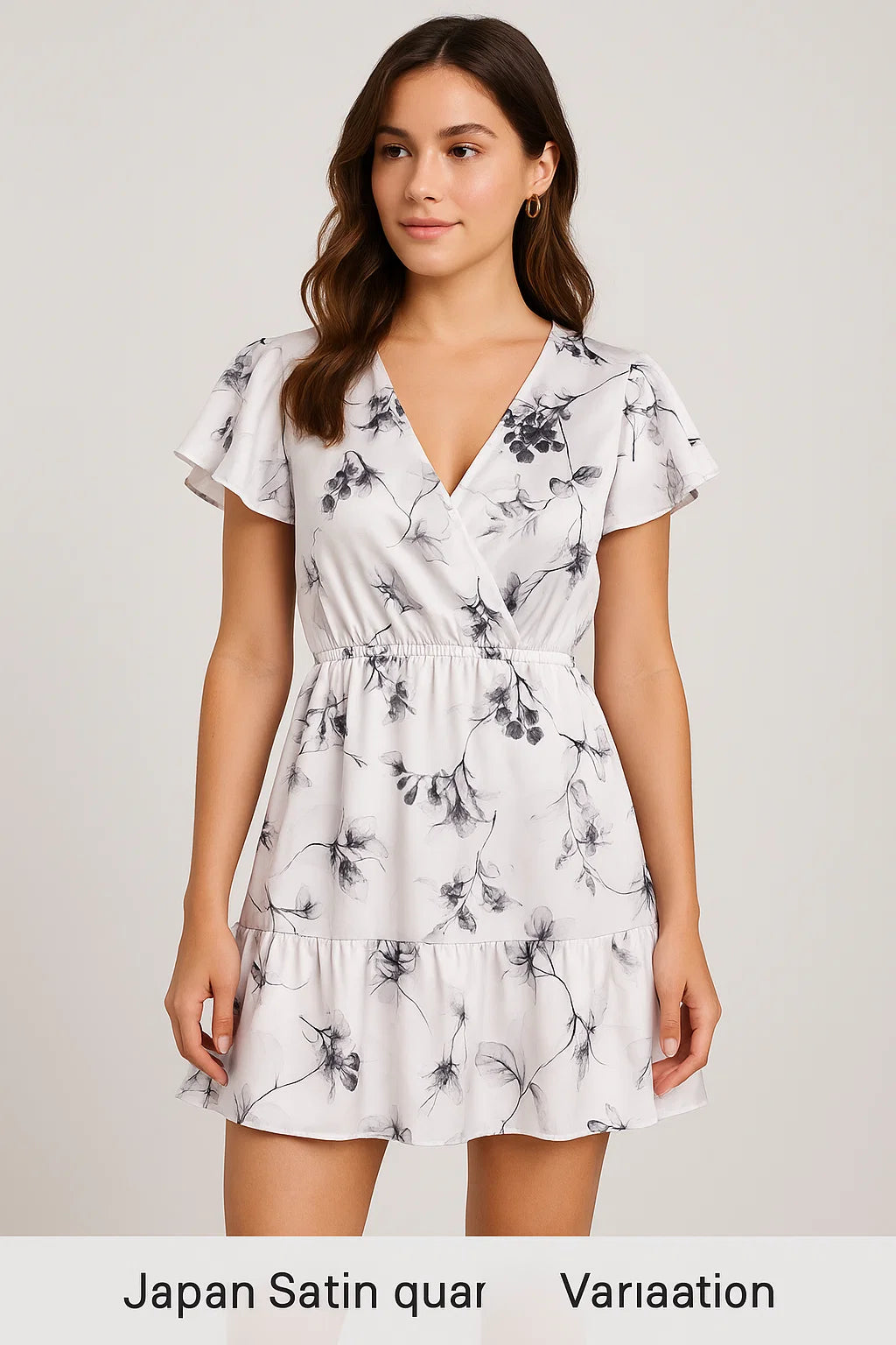 Classy Digital Printed Japan Satin Fabric in White