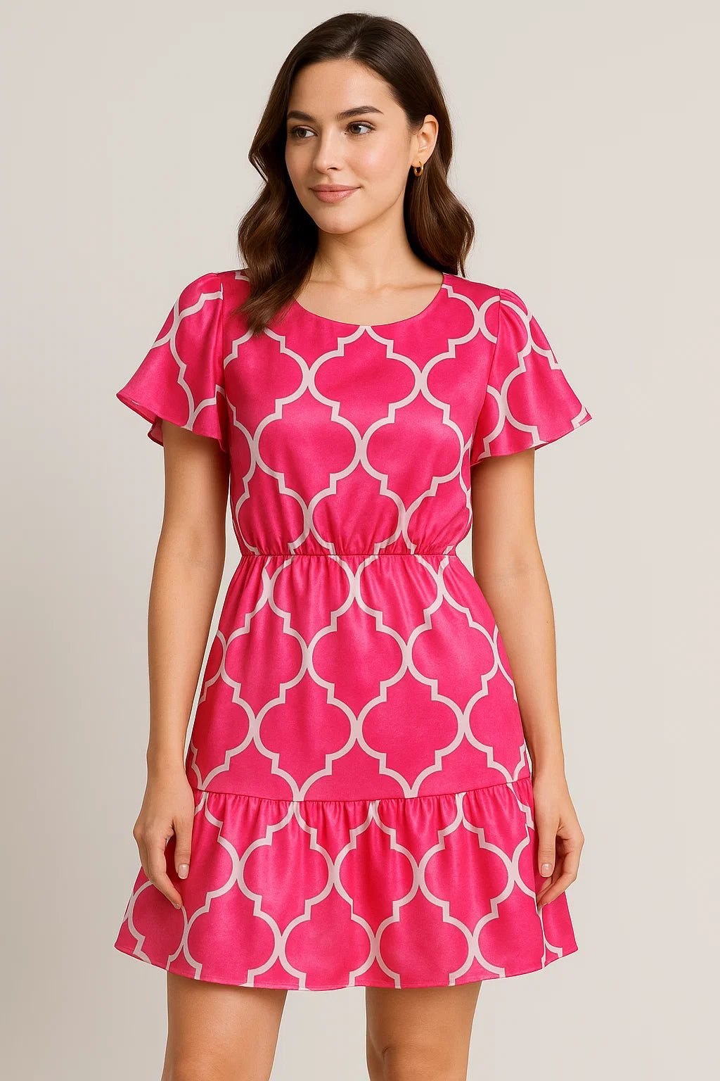 Gorgeous pink Ogee digital printed fabric from FAB VOGUE Studio