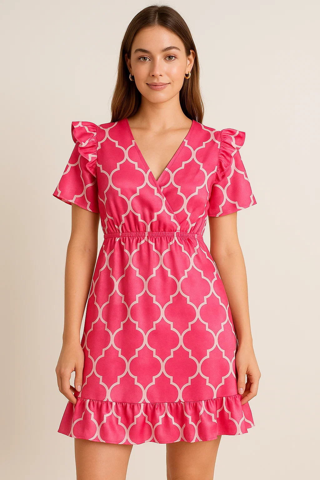 Gorgeous pink Ogee digital printed fabric from FAB VOGUE Studio