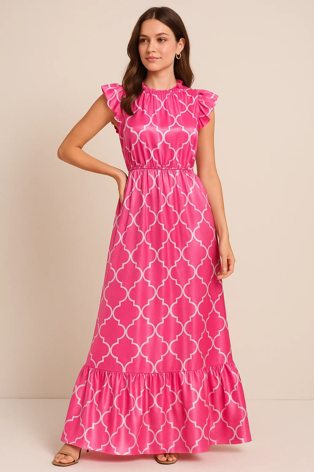 Gorgeous pink Ogee digital printed fabric from FAB VOGUE Studio