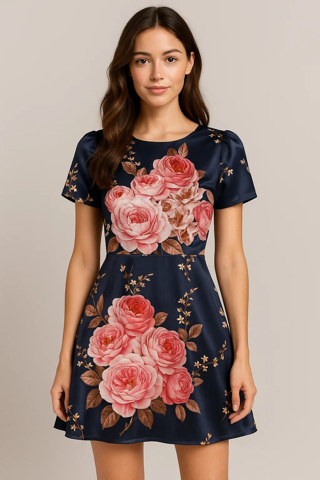 Classy floral digital printed fabric in gray by FAB VOGUE Studio