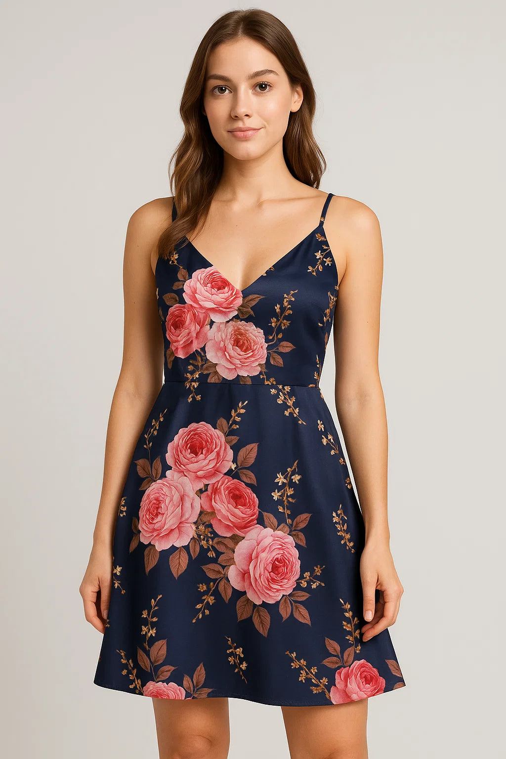 Classy floral digital printed fabric in gray by FAB VOGUE Studio