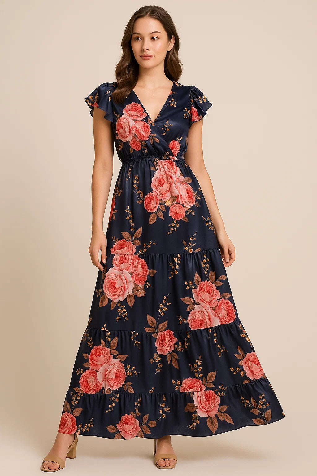 Classy floral digital printed fabric in gray by FAB VOGUE Studio