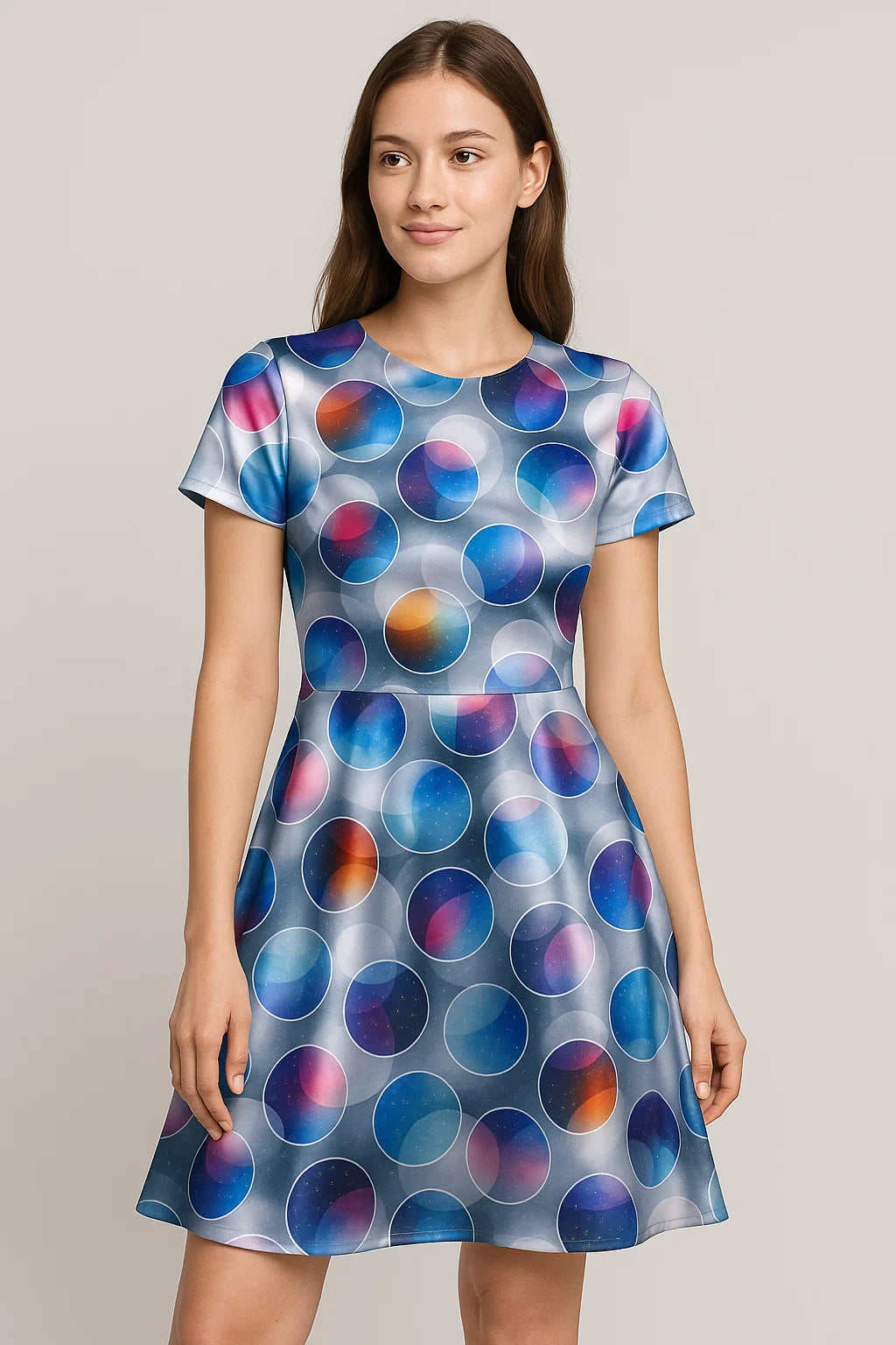 Gorgeous multicolor geometric digital printed fabric from FAB VOGUE Studio