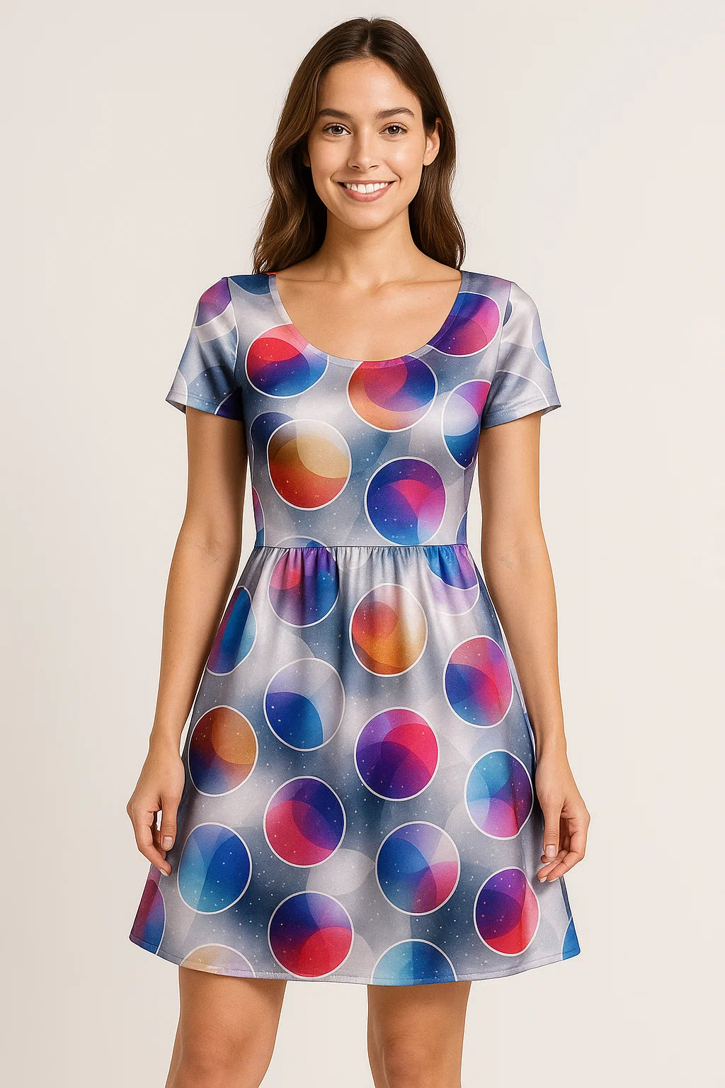 Gorgeous multicolor geometric digital printed fabric from FAB VOGUE Studio