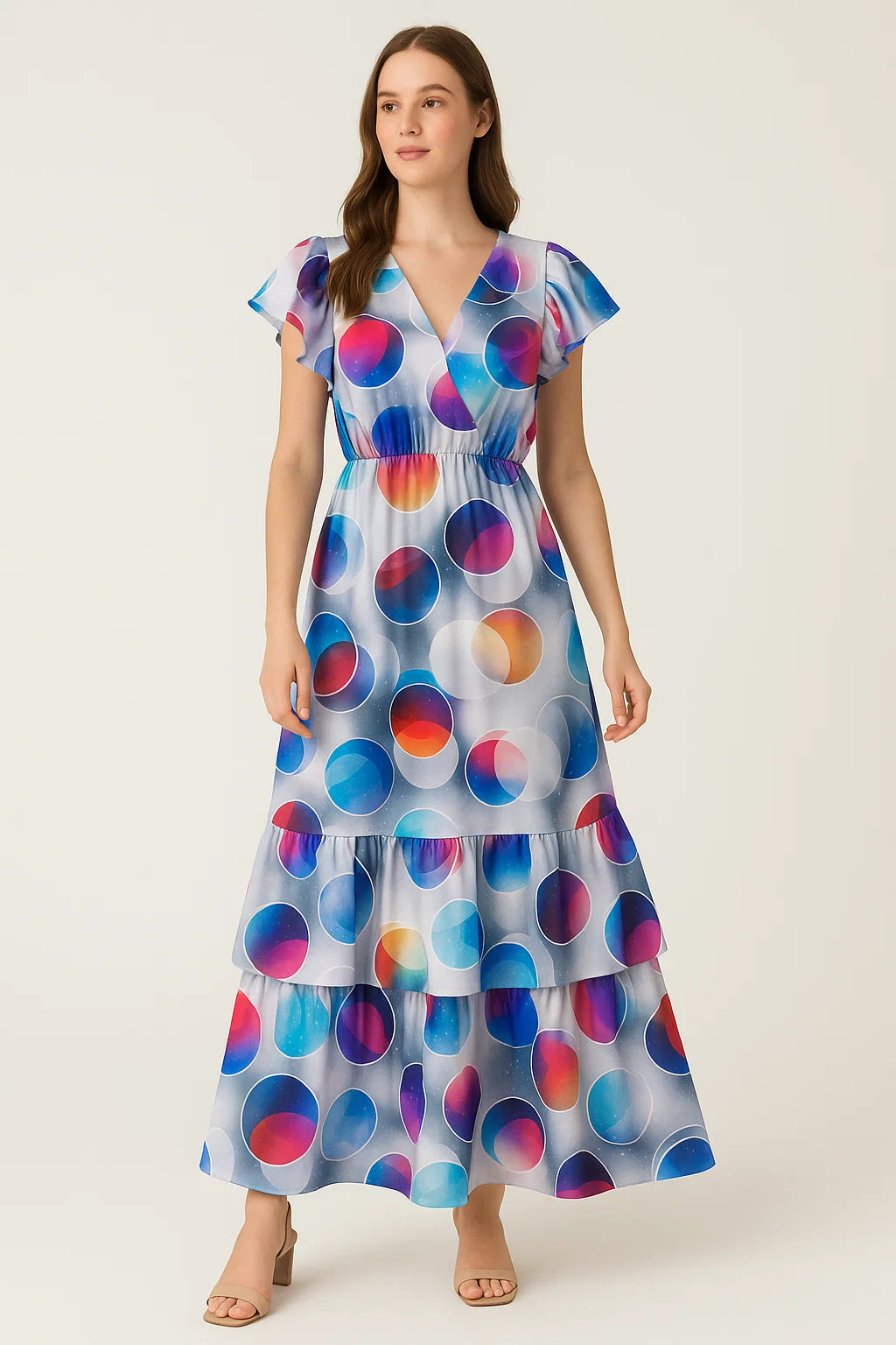 Gorgeous multicolor geometric digital printed fabric from FAB VOGUE Studio